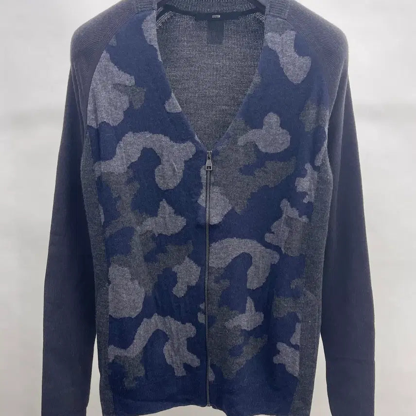 [BUNJANG] System Homme Camouflage Pattern Zip-Up Alpaca Blend Cardigan / 시스템옴므 패턴물가디건