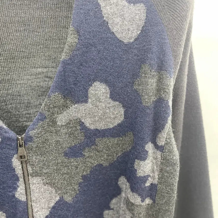 [BUNJANG] System Homme Camouflage Pattern Zip-Up Alpaca Blend Cardigan / 시스템옴므 패턴물가디건