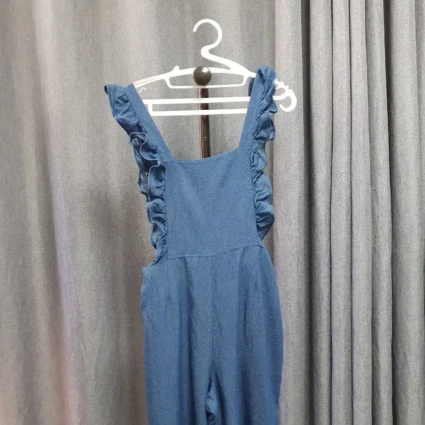 [BUNJANG] Frill Blue Jumpsuit / 프릴 블루 점프수트
