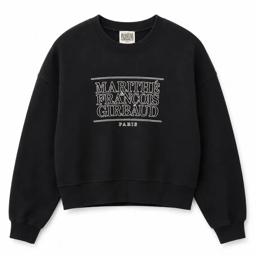 [BUNJANG] Françoise Jobard Classic Logo Cropped Sweatshirt Black M / 머리떼 프랑소와 저버 클래식 로고 크롭 맨투맨 블랙 M