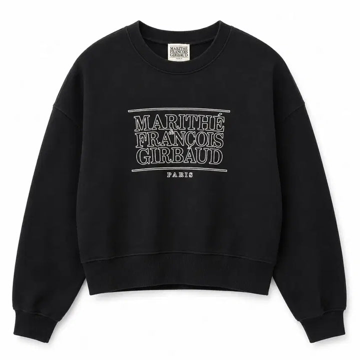 [BUNJANG] Françoise Jobard Classic Logo Cropped Sweatshirt Black M / 머리떼 프랑소와 저버 클래식 로고 크롭 맨투맨 블랙 M