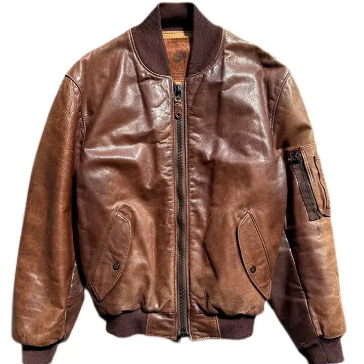 [BUNJANG] Golden Bear 80s Cowhide MA-1 Jacket L / 80s 골든베어 소가죽 ma-1 자켓 L