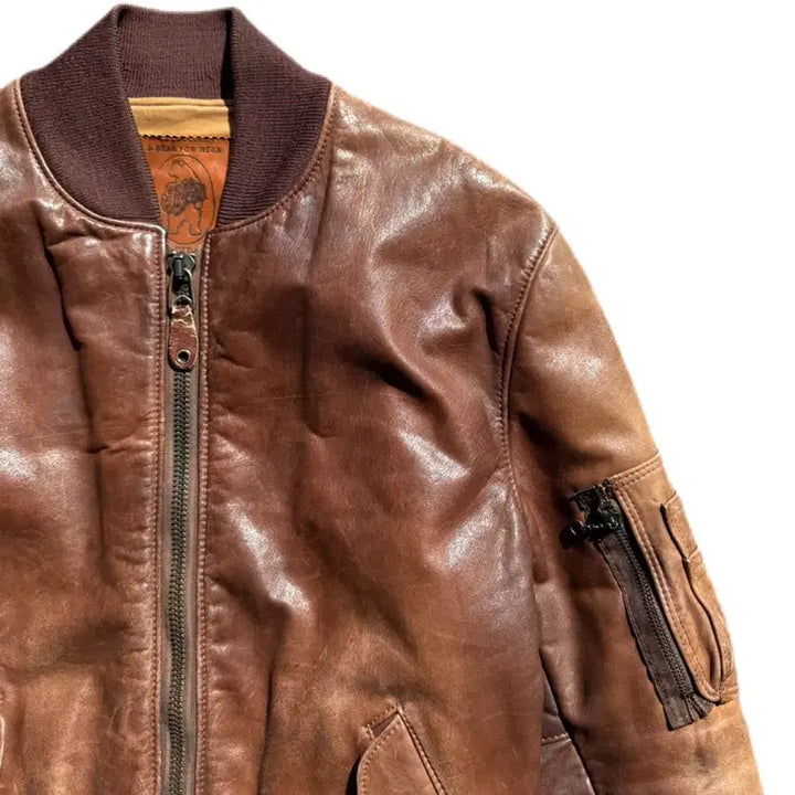 [BUNJANG] Golden Bear 80s Cowhide MA-1 Jacket L / 80s 골든베어 소가죽 ma-1 자켓 L