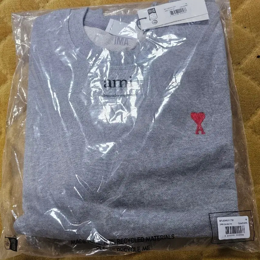 [BUNJANG] AMI Small Logo Sweatshirt Grey M / 아미 스몰 로고 맨투맨 회색 M 새상품