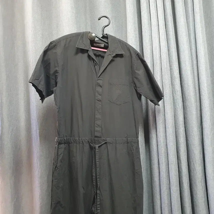 [BUNJANG] Charcoal Crinkled Jumpsuit / 차콜 바스락 점프수트