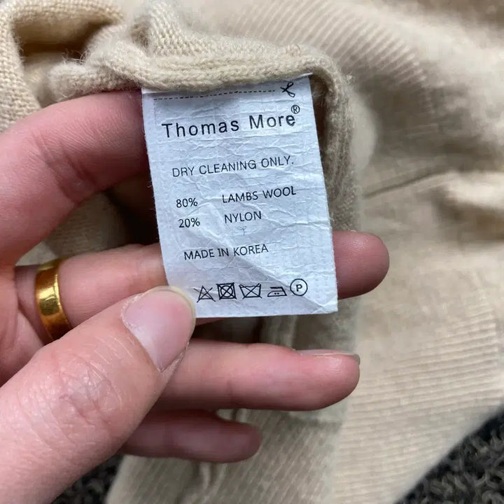 [BUNJANG] Thomas More Ivory V-Neck Knit Vest / 토마스모어 아이보리 브이넥 니트 베스트