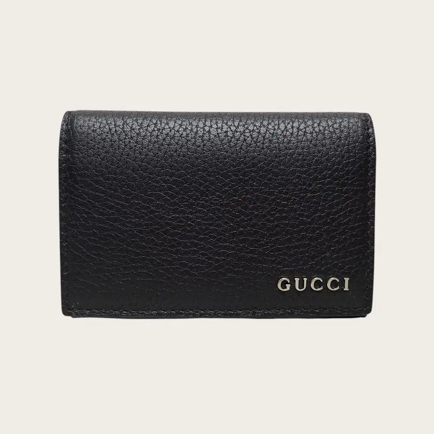 [BUNJANG] Gucci Black Logo Leather Card Case Wallet / 구찌 블랙 로고 레더 카드케이스 지갑
