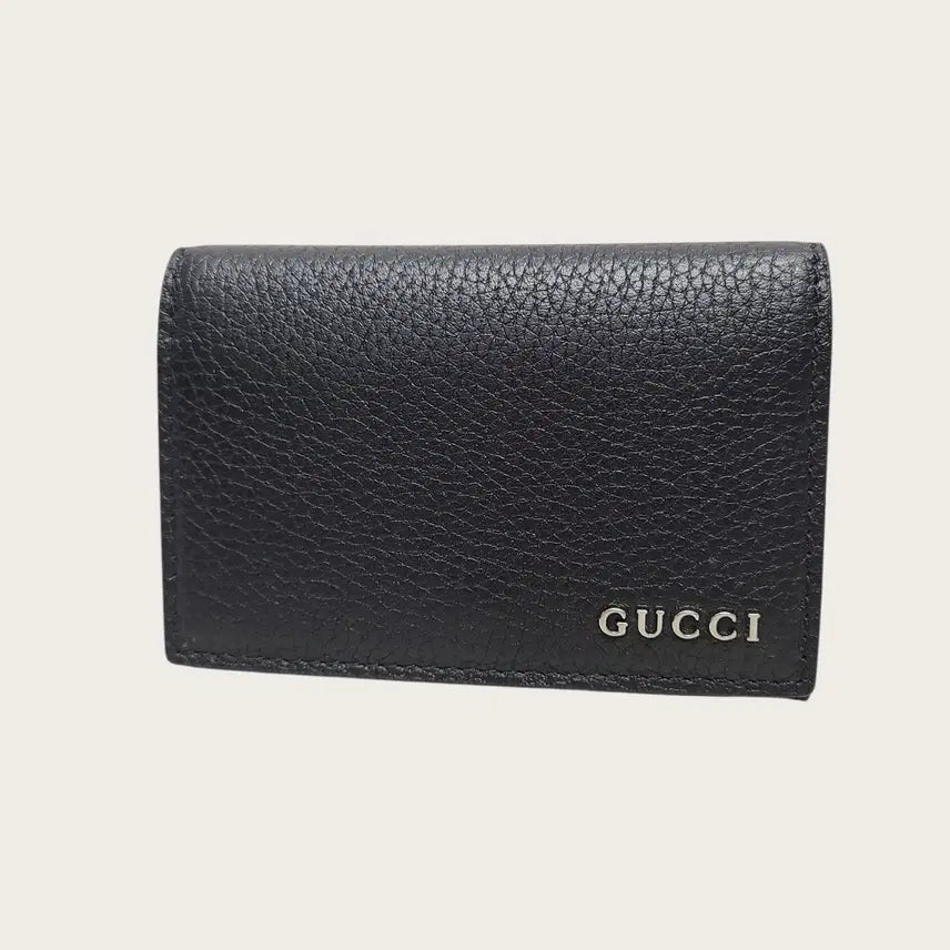 [BUNJANG] Gucci Black Logo Leather Card Case Wallet / 구찌 블랙 로고 레더 카드케이스 지갑