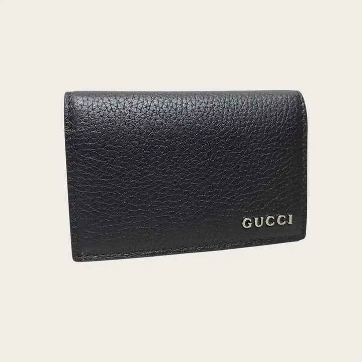 [BUNJANG] Gucci Black Logo Leather Card Case Wallet / 구찌 블랙 로고 레더 카드케이스 지갑