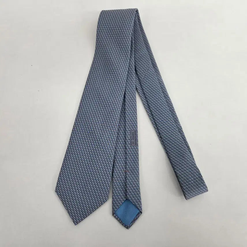 [BUNJANG] Hermès Authentic Umbrella Pattern Silk Necktie Blue 8cm / 에르메스 정품 우산 패턴 남성 실크 넥타이 블루 대검 8cm