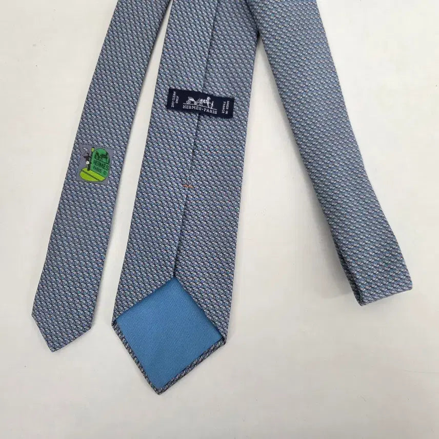 [BUNJANG] Hermès Authentic Umbrella Pattern Silk Necktie Blue 8cm / 에르메스 정품 우산 패턴 남성 실크 넥타이 블루 대검 8cm