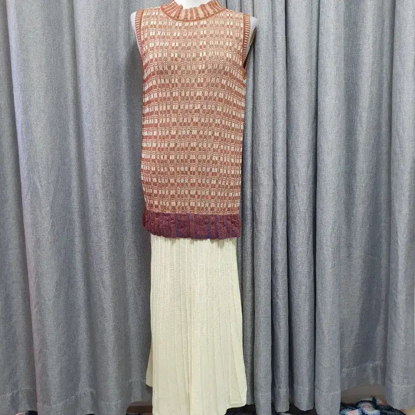 [BUNJANG] Viscose Color-Block Maxi Dress / 비스코스 배색 맥시원피스
