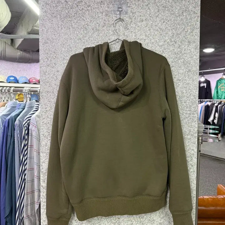 [BUNJANG] Gap Logo Fleece Hoodie Zip-Up Khaki L / 갭 로고 기모 후드집업 카키 B4711