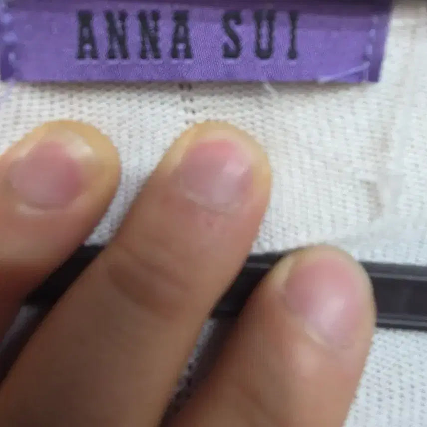[BUNJANG] Anna Sui White Floral Short Sleeve Knit Top / 안나수이 화이트 꽃무늬 반팔 니트
