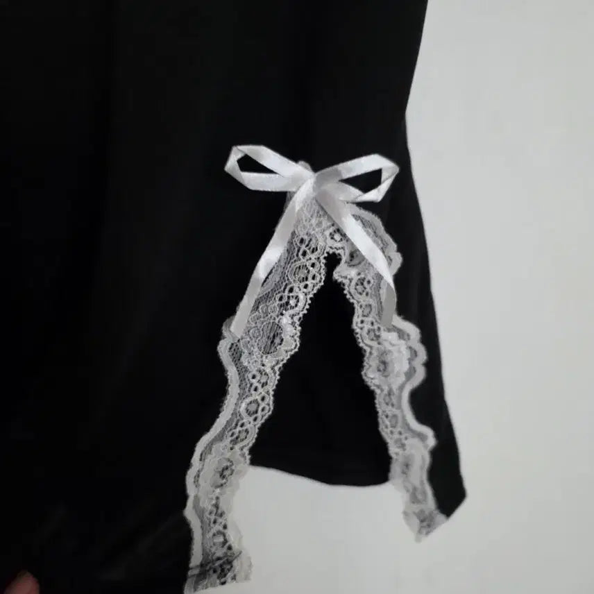 [BUNJANG] Black Lace Ribbon Slip Dress / 블랙 레이스 리본 슬립 원피스
