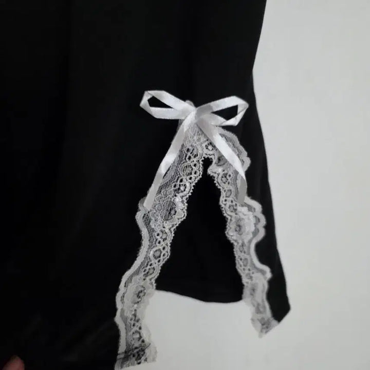 [BUNJANG] Black Lace Ribbon Slip Dress / 블랙 레이스 리본 슬립 원피스