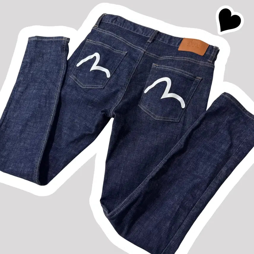 [BUNJANG] Evisu Back Printing White Denim Pants Size 30 / 에비수 백프린팅 화이트 데님팬츠