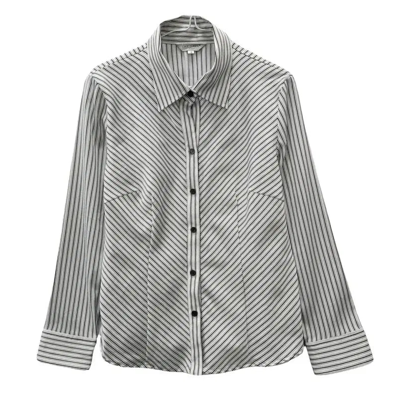 [BUNJANG] THEORIA Vintage Diagonal Stripe Shirt / THEORIA 빈티지 오피스 캐주얼 사선스트라이프 셔츠