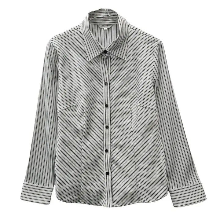 [BUNJANG] THEORIA Vintage Diagonal Stripe Shirt / THEORIA 빈티지 오피스 캐주얼 사선스트라이프 셔츠