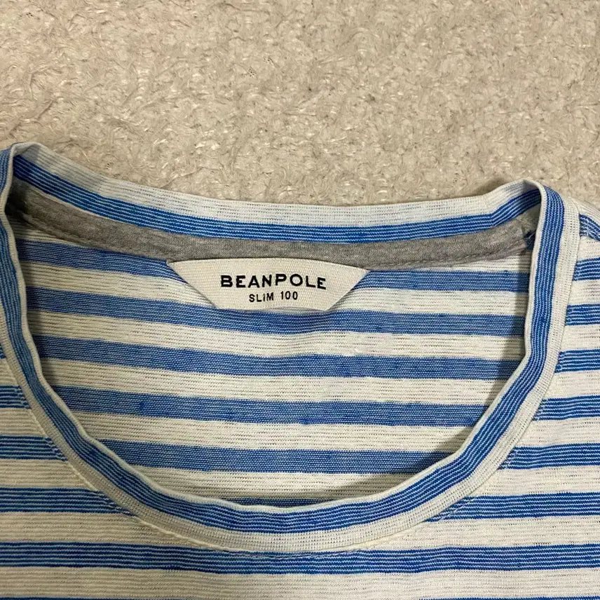 [BUNJANG] Beanpole Blue Stripe Slim Fit Short Sleeve T-shirt Size 100 / 빈폴 블루 스트라이프 반팔 티셔츠 슬림핏 100