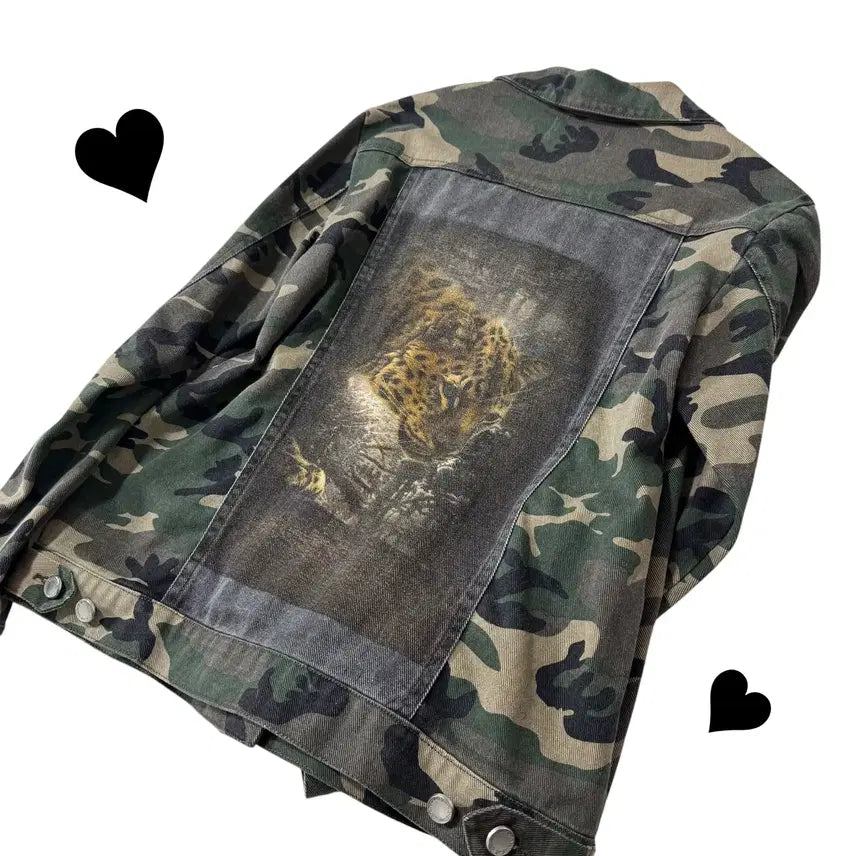 [BUNJANG] Stussy Camo Cheetah Back Patch Jacket / 희귀템 스투시 카모 치타 백패치 자켓