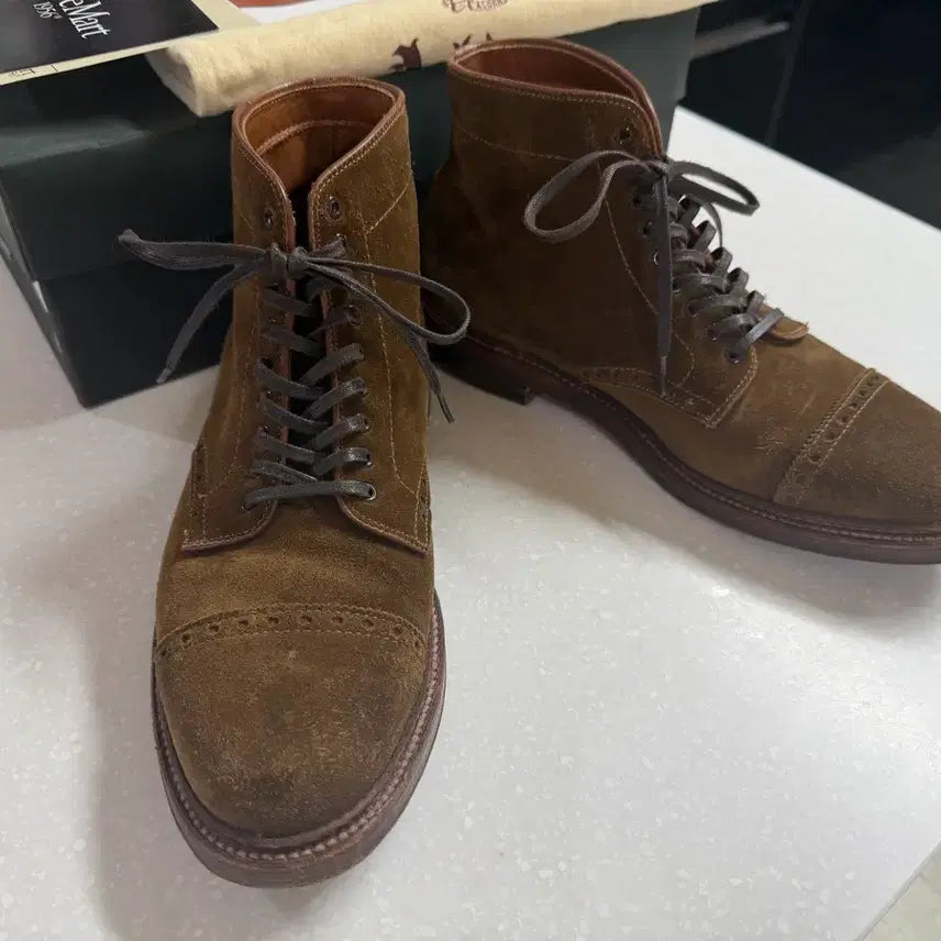 [BUNJANG] Alden 39702 Snuff Suede Cap-Toe Boots / 알든 39702 스너프스웨이드 캡토 부츠
