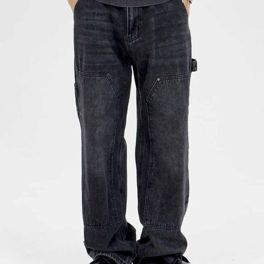 [BUNJANG] BAYER SEOUL Double Knee Carpenter Work Denim Black / 새) 바이엘서울 더블니 카펜더 워크데님 블랙 S M L 미개봉 새상품