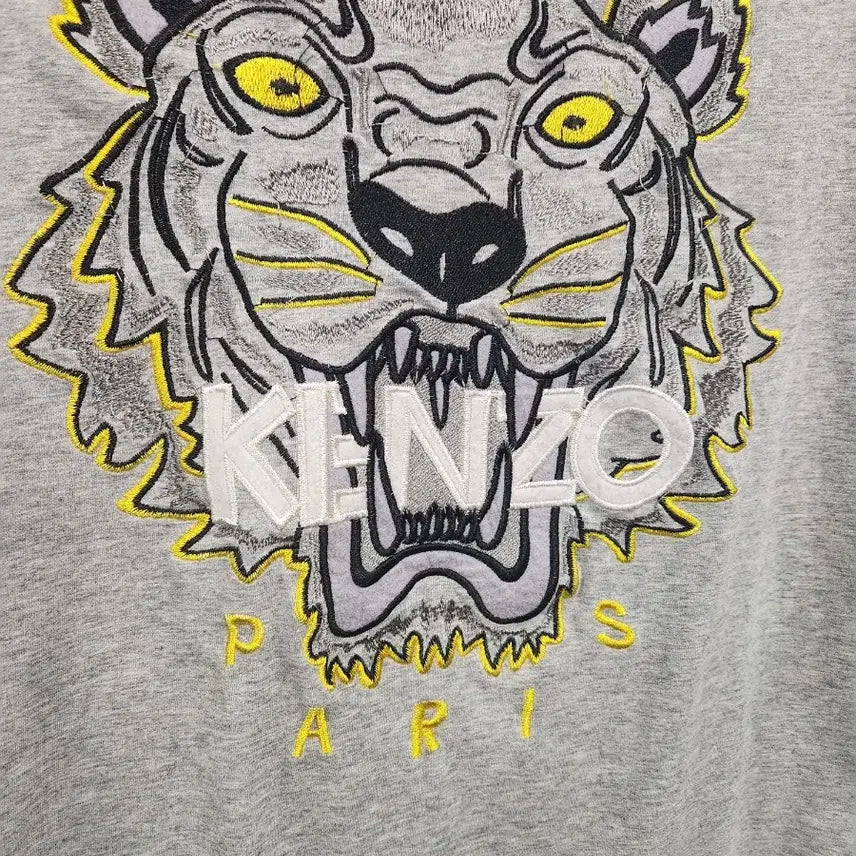 [BUNJANG] Kenzo Tiger Embroidered Short Sleeve T-Shirt Grey / KENZO 겐조 타이거 반팔 티셔츠 그레이