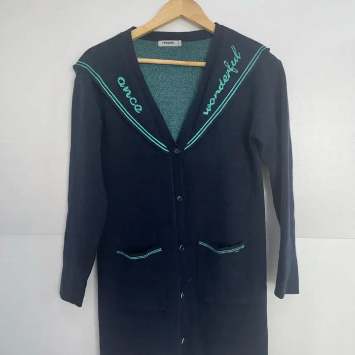 [BUNJANG] Renoma Navy Cardigan with Emerald Detail / renoma 레노마 네이비 가디건