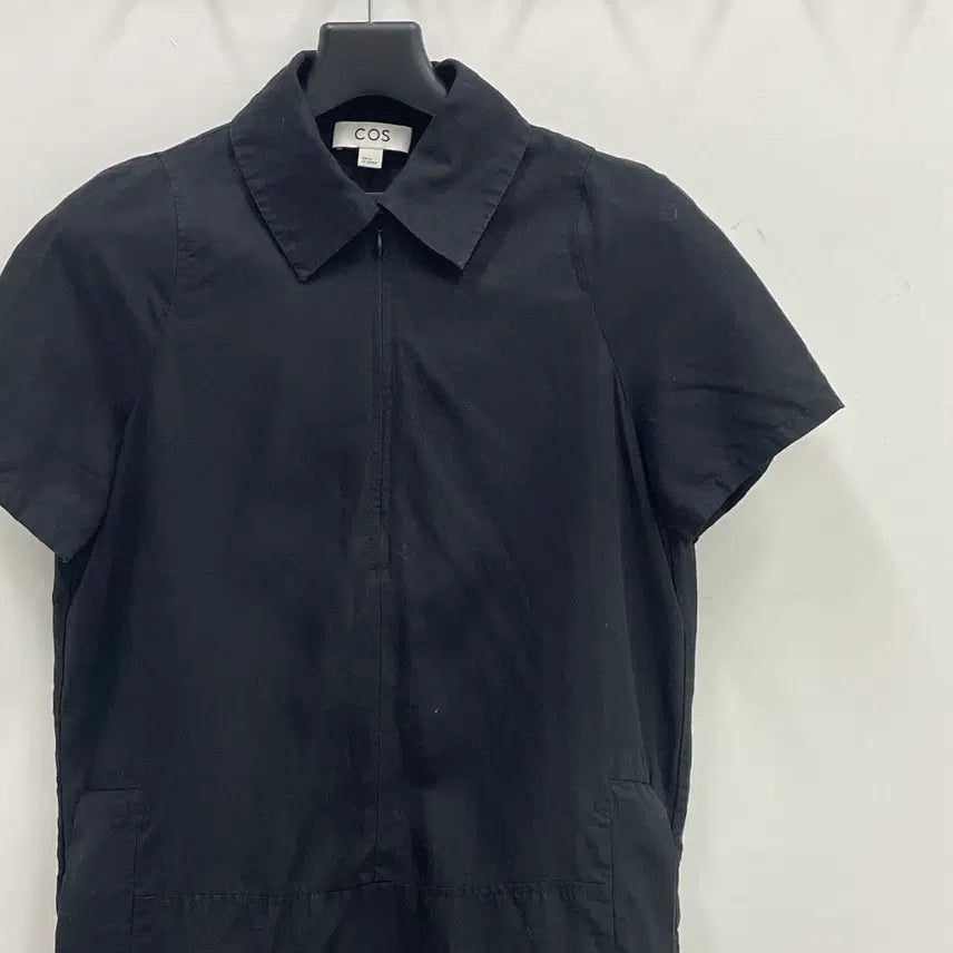 [BUNJANG] COS Linen Short Sleeve Midi Dress Black / 코스 여성66 블랙 린넨 반팔 미디 원피스