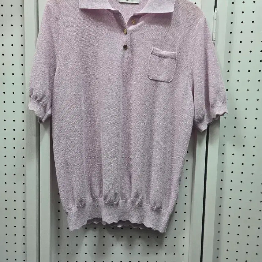 [BUNJANG] Hazzys Pink Short Sleeve Knit Top / 헤지스 핑크 반팔 니트