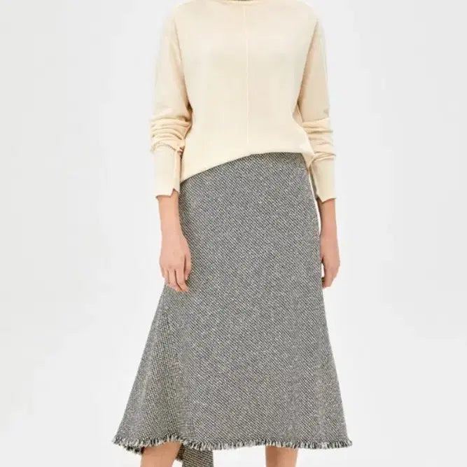 [BUNJANG] SYSTEM Unbalanced Hem Tweed Midi Skirt Size 67 / SYSTEM 시스템 언발란스 헴 트위드 스커트 67
