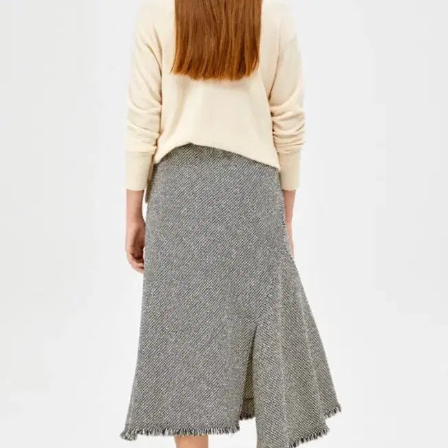 [BUNJANG] SYSTEM Unbalanced Hem Tweed Midi Skirt Size 67 / SYSTEM 시스템 언발란스 헴 트위드 스커트 67
