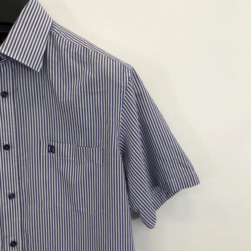 [BUNJANG] Daks Blue Stripe Short Sleeve Shirt 100 / 닥스 블루스트라이프셔츠 반팔 [100]