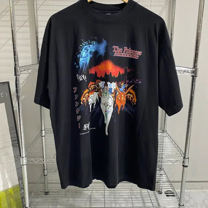 [BUNJANG] Studio Ghibli Princess Mononoke Bootleg Anime T-Shirt / 지브리 모노노케 히메 부틀렉 애니메이션 티셔츠 애니티