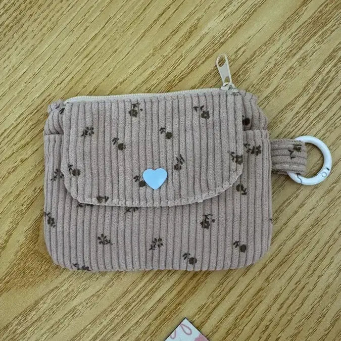 [BUNJANG] Corduroy Floral Pattern Card Holder / 코듀로이 꽃무늬 카드지갑