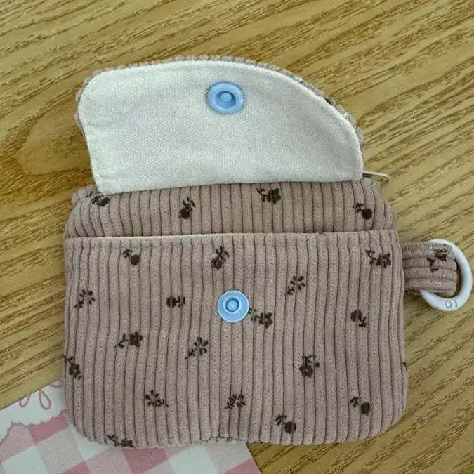 [BUNJANG] Corduroy Floral Pattern Card Holder / 코듀로이 꽃무늬 카드지갑