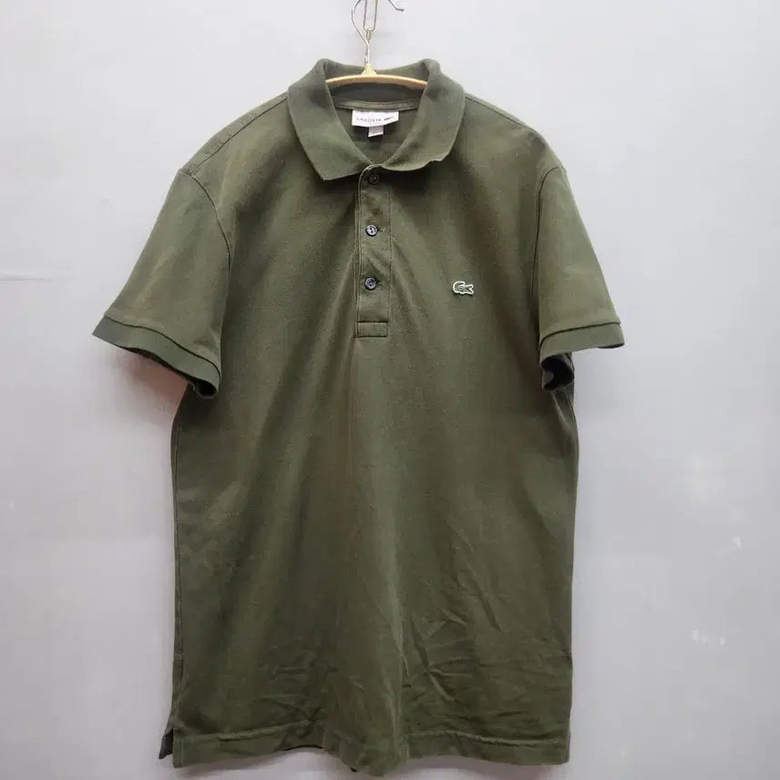 [BUNJANG] Lacoste Logo Short Sleeve Polo Shirt Khaki Size 4 (M) / 라코스테 로고 올리브 카키 반팔카라 4(M) 남여공용