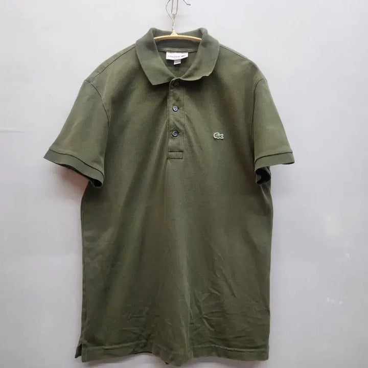 [BUNJANG] Lacoste Logo Short Sleeve Polo Shirt Khaki Size 4 (M) / 라코스테 로고 올리브 카키 반팔카라 4(M) 남여공용