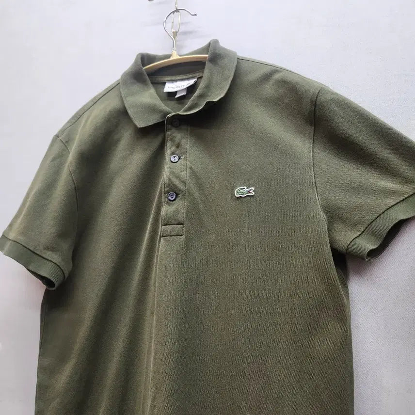 [BUNJANG] Lacoste Logo Short Sleeve Polo Shirt Khaki Size 4 (M) / 라코스테 로고 올리브 카키 반팔카라 4(M) 남여공용