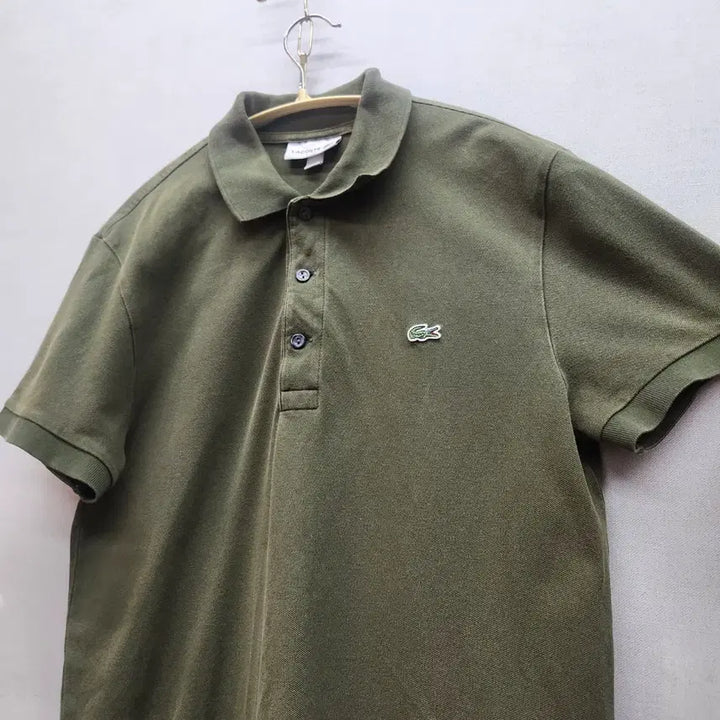 [BUNJANG] Lacoste Logo Short Sleeve Polo Shirt Khaki Size 4 (M) / 라코스테 로고 올리브 카키 반팔카라 4(M) 남여공용