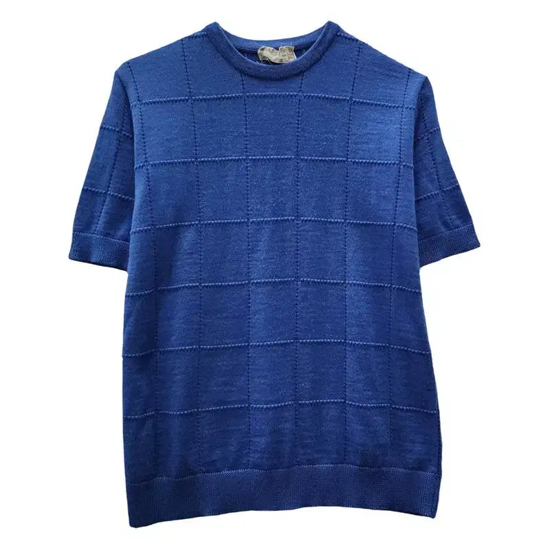 [BUNJANG] JAEGER Blue Plaid Wool Knit Sweater Made in UK / JAEGER 블루 격자 니트 36 울100 MADE IN UK
