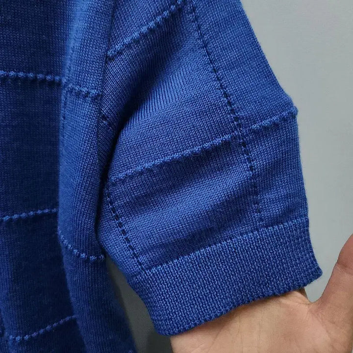 [BUNJANG] JAEGER Blue Plaid Wool Knit Sweater Made in UK / JAEGER 블루 격자 니트 36 울100 MADE IN UK