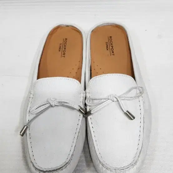 [BUNJANG] Rockport Sandy Bow Loafer Mules Natural Leather Shoes Size 250 / 락포트 샌디 보우 블로퍼  천연가죽 뮬250