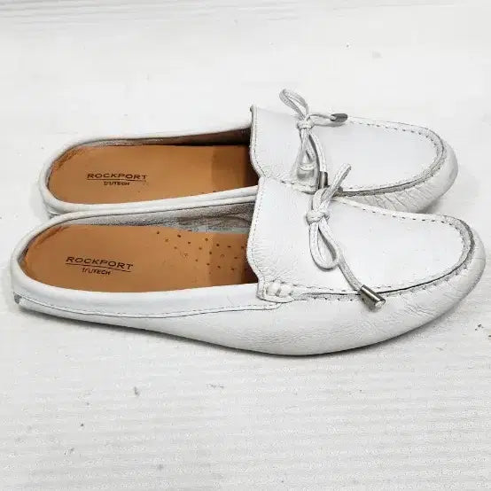 [BUNJANG] Rockport Sandy Bow Loafer Mules Natural Leather Shoes Size 250 / 락포트 샌디 보우 블로퍼  천연가죽 뮬250