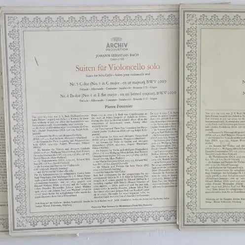 [BUNJANG] Pierre Fournier Bach Cello Suites German Archiv 3LP Box Set / 피에르 푸르니에의 바흐 무반주 첼로 조곡 독잀Archiv 3LP