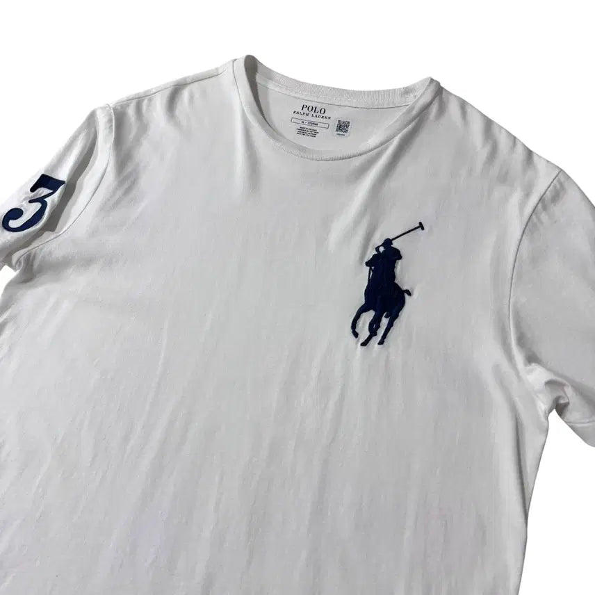 [BUNJANG] Polo White Big Pony Short Sleeve T-Shirt / 신형 QR라벨 폴로 화이트 빅포니 반팔티셔츠