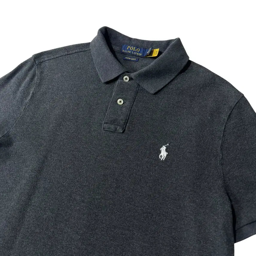 [BUNJANG] Polo Charcoal Short Sleeve Polo Shirt / 신형 QR라벨 폴로 차콜 반팔카라티