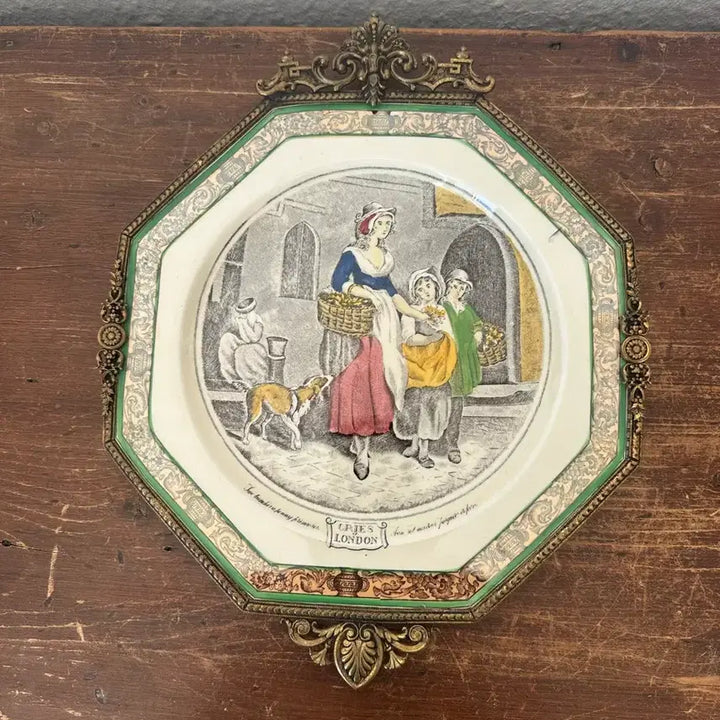 [BUNJANG] Adams "Cries of London" Wall Plate with Brass Frame / 영국)빈티지 Adams 도자기 벽걸이