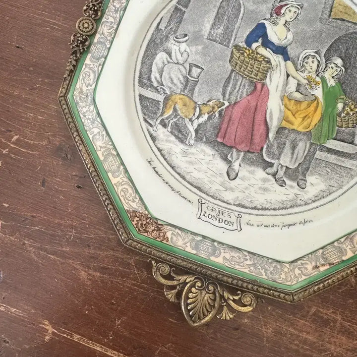 [BUNJANG] Adams "Cries of London" Wall Plate with Brass Frame / 영국)빈티지 Adams 도자기 벽걸이